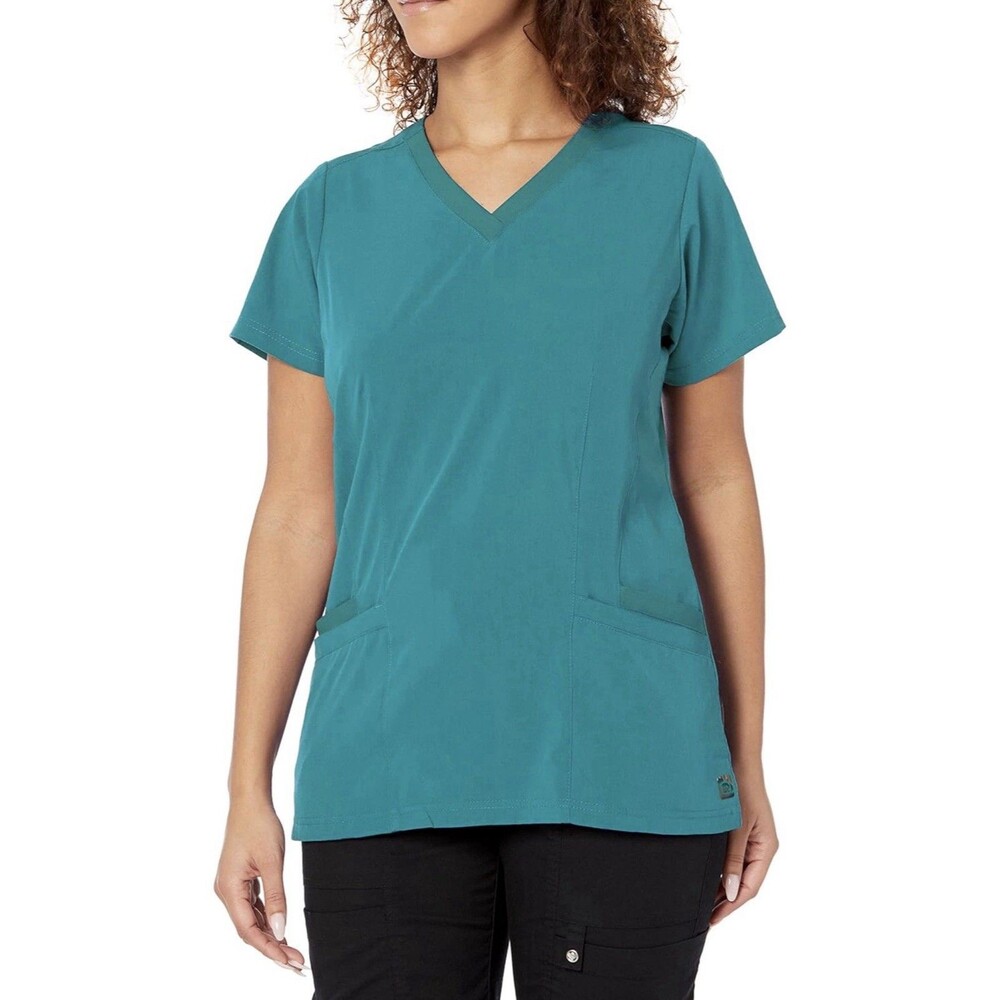 WonderWink Womens Women's Flex Back V-Neck Scrub Top Teal X-Small Comfy & Cool
